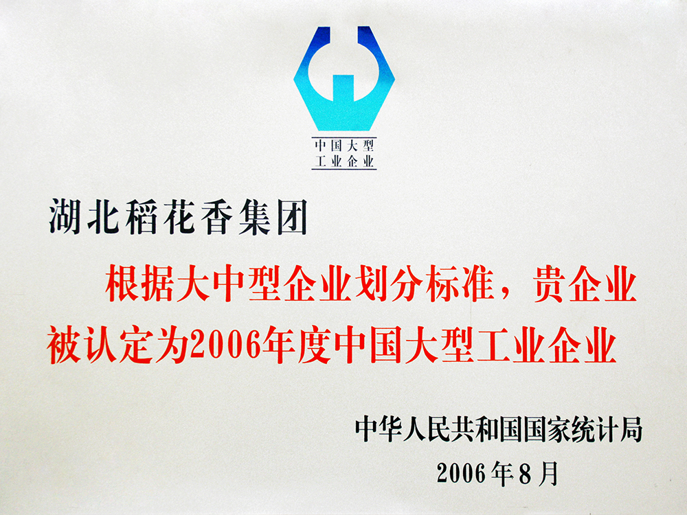 2006年8月，稻花香集團(tuán)被國家統(tǒng)計(jì)局認(rèn)定為”中國大型工業(yè)企業(yè)“